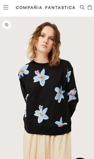 Compania Fantastica black floral blouse Sz XL ( Fit 12-14 UK) - Rrp 70 ( New)
