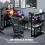 100x80 cm L Shaped Gaming Desk with Reversible Storage Shelves Computer Home Office Corner Study Writing Table Hutch Black Image 4