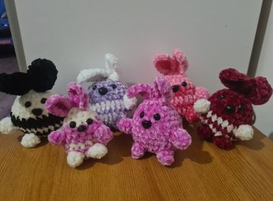 Handmade crochet bunnies in Cork City Center