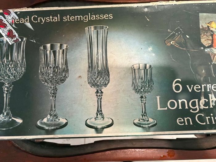 Vintage French Cristal d'Arques Longchamp Decanter and 6 Glasses Set