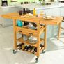 Kitchen Trolley With Expandable Work Surface Bamboo Image 4