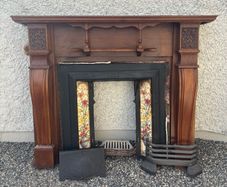 Fireplace Surround with Cast Iron Insert and Tiles