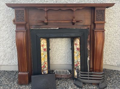 Fireplace Surround with Cast Iron Insert and Tiles