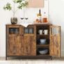 Sideboard vintage brown-black  sideboard, kitchen cabinet, storage cabinet, with glass doors, for living room, kitchen, dining room, steel frame, industrial style, vintage brown-black Image 2