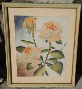 Print of a Yellow Rose Framed green frame