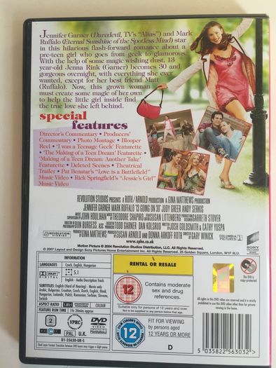 13 Going On 30 [2004] Jennifer Garner, Mark Ruffalo, Judy Greer & Andy Serkis [Movie DVD]
