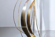 Brass sailing boat on crystal stand