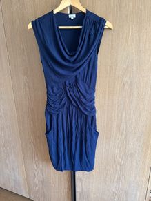 Hoss Intropia knee length navy drape jersey dress with pockets size S (10)