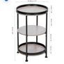 3-Tier Round Side Table with Storage Shelf Edge Protection Tray, Sturdy Metal Frame Coffee Table Bedside Table for Living Room Bedroom Small Spaces/Oak Image 3