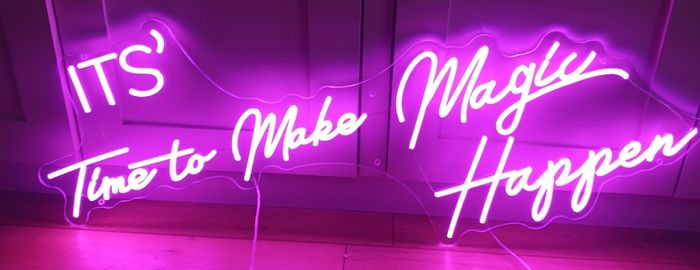 Man Cave XL Pink Neon Sign - It's Time To Make Magic Happen