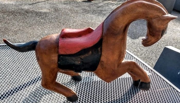 Large single block carved vintage horse