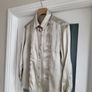 Burberry 100% Silk Oyster Blouse with Silver Monogram Buttons Sz 44 (Fit 10UK) Image 2