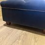 Navy velvet deep buttoned foot stool Image 2