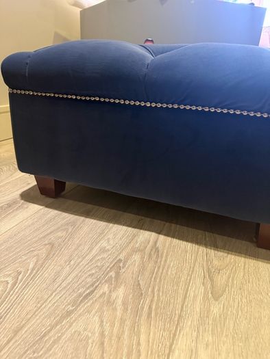 Navy velvet deep buttoned foot stool