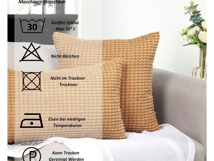Brand New TAN. TOMI pillowcase 40x60, pillowcases corduroy plain set of 2, pillow cover