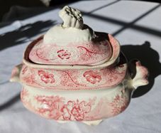 Antique lidded transferware dish