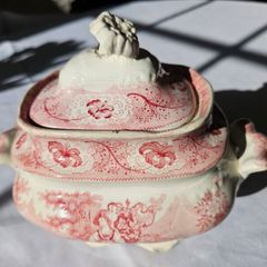 Antique lidded transferware dish