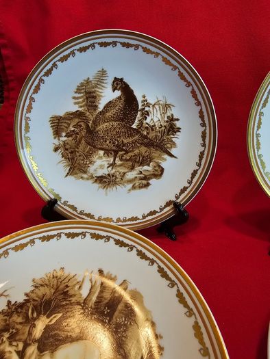 Hunting Motifs Decorative Plate Set , Manufacturer: L. Lichte, Fine China, GDR (East Germany), 1960s-1970s