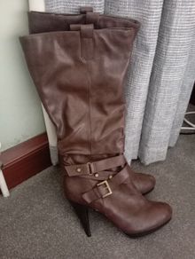 Brown Faux Leather Boots