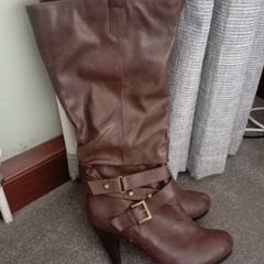 Brown Faux Leather Boots