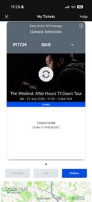 VIP The Weeknd General Admission 1 ticket