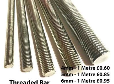 Steel Threaded Bar Mild Steel 4.8 1Metre