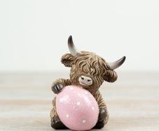 Highland Cow with Easter Egg Ornament