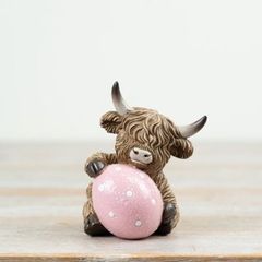 Highland Cow with Easter Egg Ornament