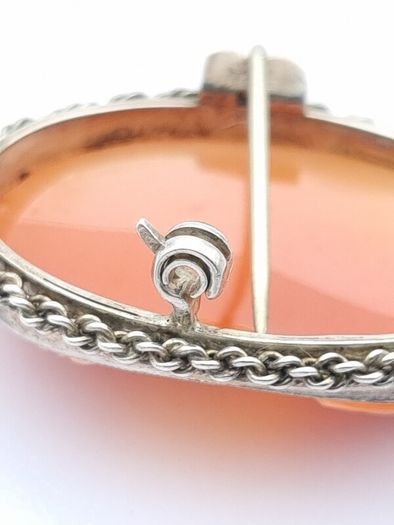 Vintage Signed Sterling Silver Lady Cameo Brooch