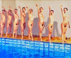 Fuhrer Ladies pool party Oil Painting by P Wroblewski