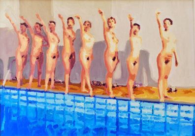 Fuhrer Ladies pool party Oil Painting by P Wroblewski