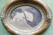 Antique Oval Picture Frame Photo Women Gold Painted Wood 10 x  8