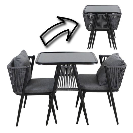 Korfu Coastal Patio Set  Outdoor Table + 2 Chairs