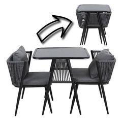 Korfu Coastal Patio Set  Outdoor Table + 2 Chairs