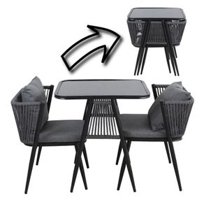 Korfu Coastal Patio Set  Outdoor Table + 2 Chairs