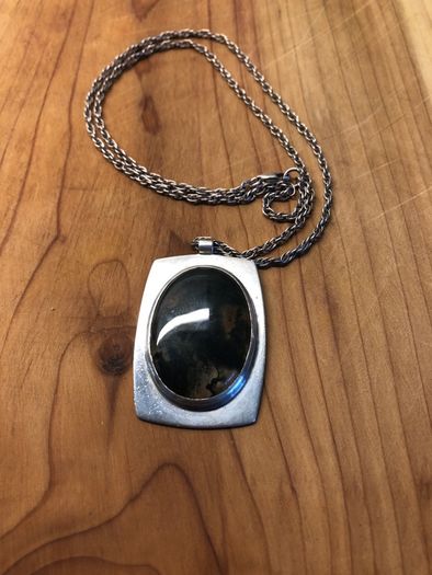 silver mossagate handmade pendant and chain