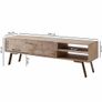 145cm Solid Wood Lowboard TV Stand  Handmade Entertainment Cabinet with Storage Image 8