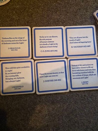 Rare 1980s Guinness Light Beer Mats - Complete 6-Mat Literary Series (Pristine Deadstock)
