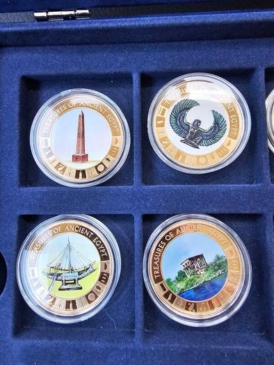 Ancient Egypt Gold Plated Coin Collection 21 Coins with Certificates in Original Holder
