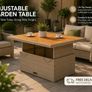 Adjustable Poly Rattan Garden Table Lift Top Outdoor Dining and Coffee Table 110 x 110 cm Acacia Wood Top Image 2