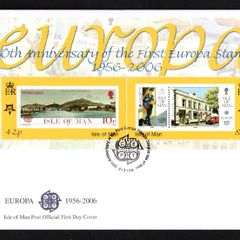 2006 Isle of Man 50th Anniversary of First Europa Stamp Commemorative Stamps  Miniature Sheet First Day Cover (FDC)