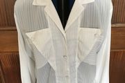 White Long Sleeve V-neck Blouse Size 12