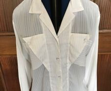 White Long Sleeve V-neck Blouse Size 12