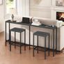 Skinny Console Table with Power Outlets, 160 cm Narrow Sofa Table, Behind Couch Table with Charging Station for Plants, Living Room, Black Image 2