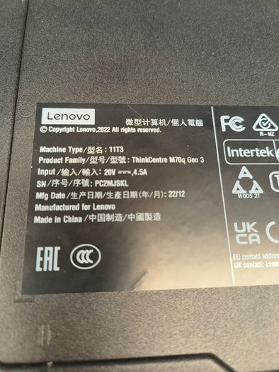 Lenovo ThinkCentre M70Q Gen 3, Intel Core i7-12700T (12TH Gen) UHD 16GB 500GB SSD Windows 11 Pro