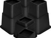 8 Piece Premium Adjustable Furniture Risers (4 High and 4 Short) - Heavy Duty Riser with Strong Space saving - Bed Riser, Table Riser, Chair or Sofa Riser (3 to 8 Inch) - (Black)