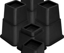 8 Piece Premium Adjustable Furniture Risers (4 High and 4 Short) - Heavy Duty Riser with Strong Space saving - Bed Riser, Table Riser, Chair or Sofa Riser (3 to 8 Inch) - (Black)