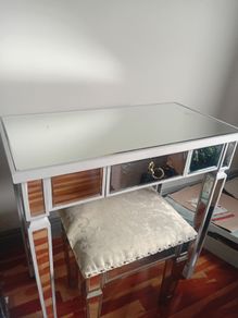 Mirrored dressing table with matching stool