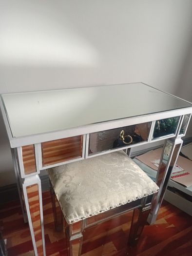 Mirrored dressing table with matching stool