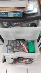 Art  table chair paints and brushes